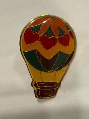 🌷Vintage Swib Hot Hair Balloon Gold Tone Enamel Lapel Pin Brooch